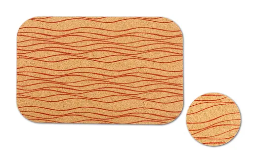 MAKRO - Podložka korok obdĺžnik potlač 4ks 35x24cm, 4ks 10cm