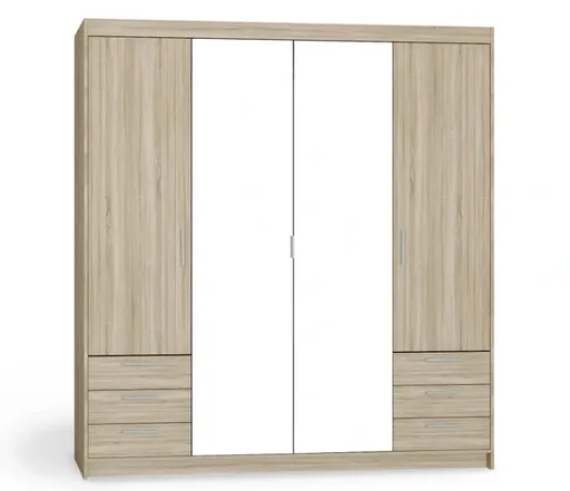 ArtLemp Šatníková skriňa ELLEN 4D6S so zrkadlom | dub sonoma