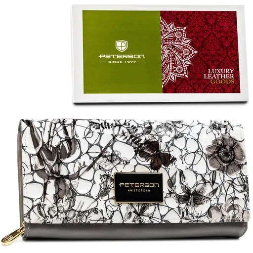 Dámska peňaženka z pravej kože s kvetinovým vzorom vybavená RFID systémom - Peterson
