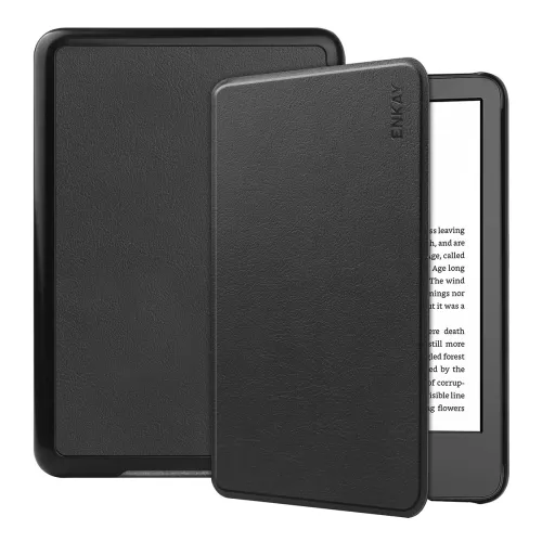 ENKAY LEATHER Zaklápací obal pre Amazon Kindle 11. generácia 2022 / 2024 čierny