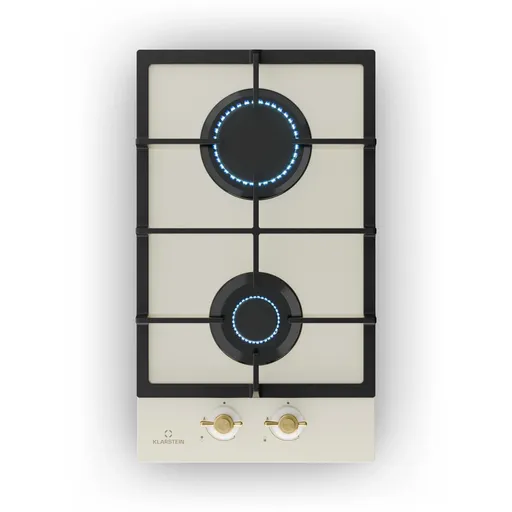Klarstein Victoria Domino, plynová varná doska, 2 Sabaf horáky, sklokeramika, retro dizajn