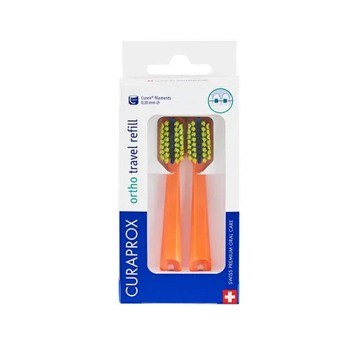 CURAPROX Travel set Oranžový - náhradná hlavica 2 kusy