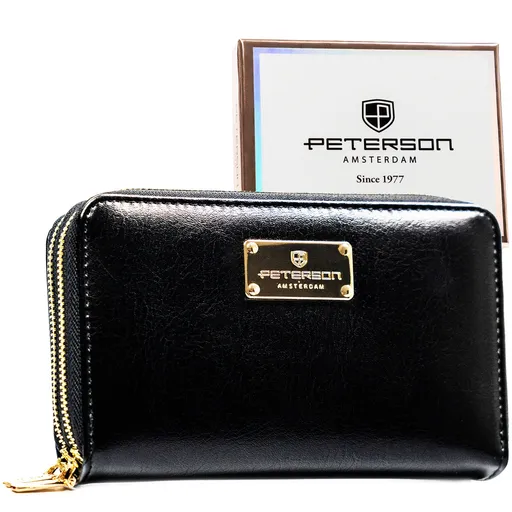 Dámska čierna peňaženka typu peračník so zipsom a RFID ochranou