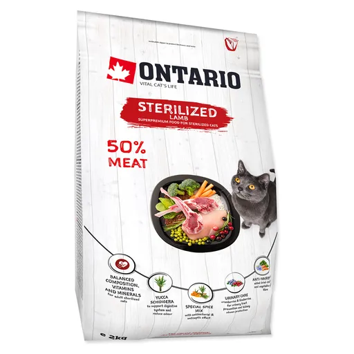 ONTARIO Cat Sterilised Lamb granule pre mačky 1 ks, Hmotnosť balenia (g): 6,5 kg