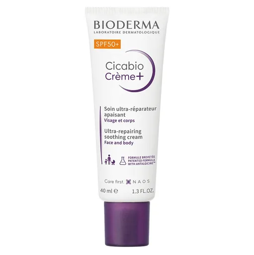 BIODERMA Cicabio Krém+ SPF 50+ upokojujúci a obnovujúci krém 40 ml