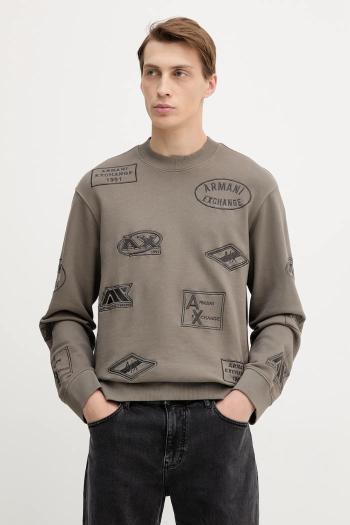 Bavlnená mikina Armani Exchange šedá farba, s nášivkou, XM001881 AF16281