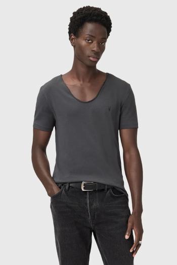 Bavlnené tričko AllSaints TONIC pánske, šedá farba, jednofarebné, M052JB