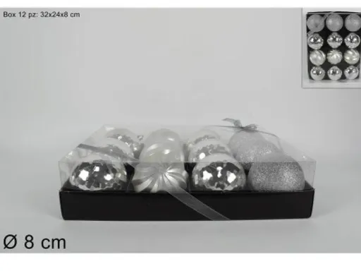 MAKRO - Gule vianočné strieborné 8cm, balenie 12ks