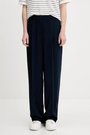 Nohavice Tommy Hilfiger tmavomodrá farba, rovný strih, vysoký pás, WW0WW46749