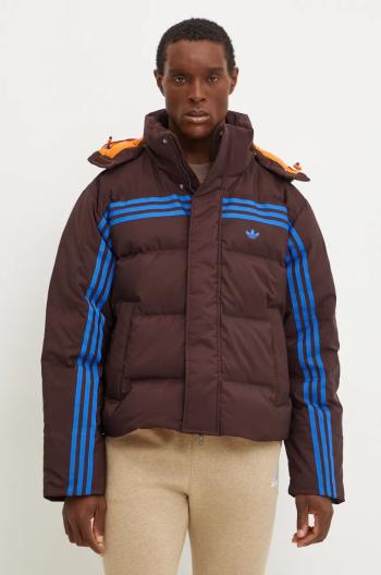 Páperová bunda adidas Originals Prem Puffer Jacket pánska, hnedá farba, zimná, JL9556