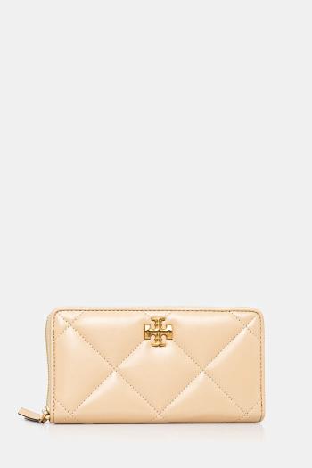 Kožená peňaženka Tory Burch Kira Diamond Quilt béžová farba, 154989-700