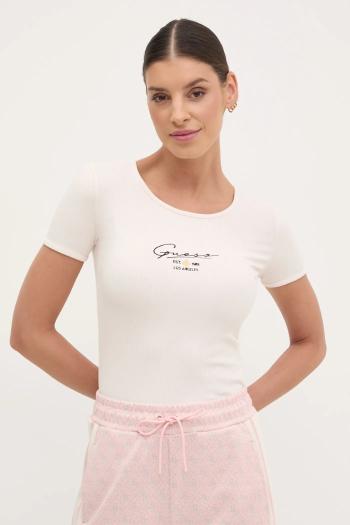 Tričko Guess SUZANNE dámske, béžová farba, V5RP00 KBCO2