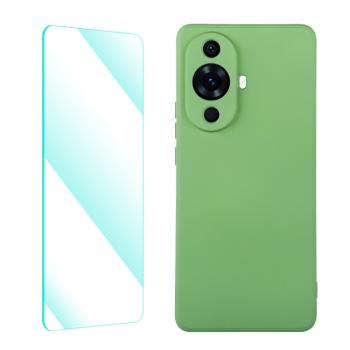 ENKAY SET Silikónový obal a 2D sklo Huawei nova 11 svetlozelený