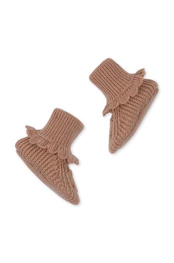 Topánky pre bábätká Konges Sløjd CABBY BOOTIES hnedá farba, KS101216