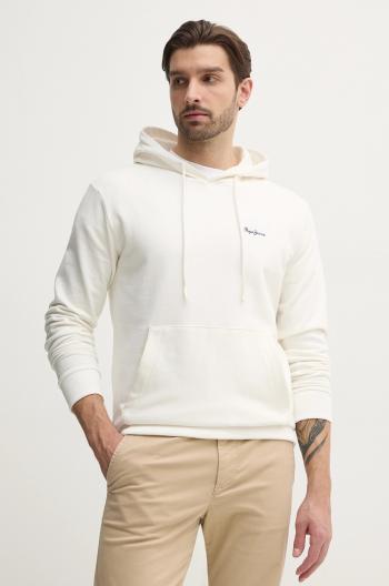 Bavlnená mikina Pepe Jeans ESSENTIAL HOODIE pánska, biela farba, s kapucňou, jednofarebná, PM582839