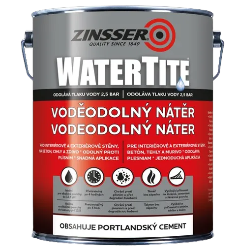 ZINSSER WATERTITE - farba na vlhké steny s portlandským cementom biela, 5 L