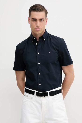 Bavlnená košeľa Tommy Hilfiger pánska, tmavomodrá farba, regular, s klasickým golierom, MW0MW37584