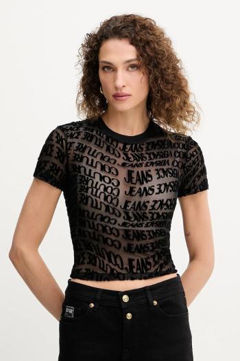 Tričko Versace Jeans Couture dámske, čierna farba, 79HAH602 JS490