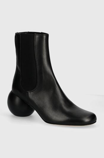 Kožené topánky chelsea Weekend Max Mara ESTE dámske, čierna farba, na podpätku, 2425796014600