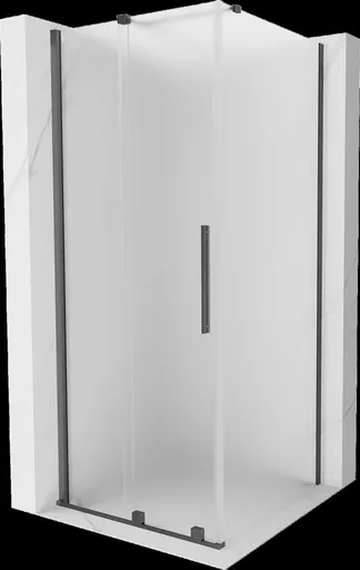 MEXEN/S - Velár sprchovací kút, posuvné dvere 100 x 100, dekor, grafit kartáčovaná 871-100-100-31-66