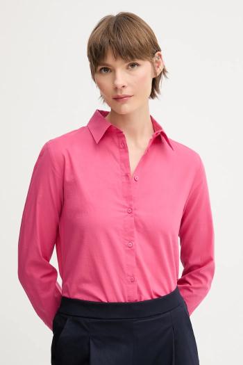 Bavlnená košeľa United Colors of Benetton ružová farba, regular, s klasickým golierom, 5WPQDQ0AX