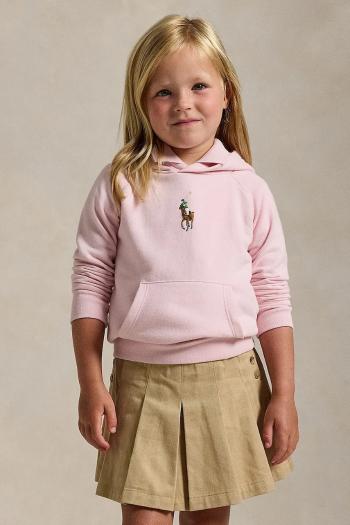 Detská mikina Polo Ralph Lauren ružová farba, s kapucňou, s nášivkou, 312844838025