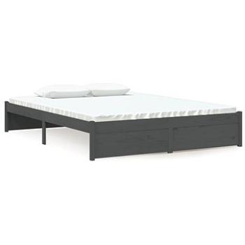 Rám postele sivý masívne drevo 135 × 190 cm Double, 814926
