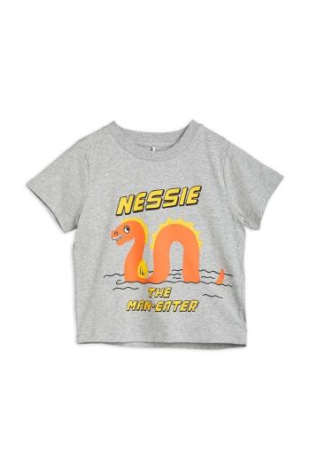 Detské tričko Mini Rodini šedá farba, s potlačou