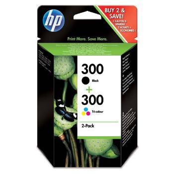 HP originál ink CN637EE, HP 300, black/color, blister, 2 x 200str., 2x4ml, HP 2-pack, CC640EE a CC643EE, DeskJet D2560, F4280