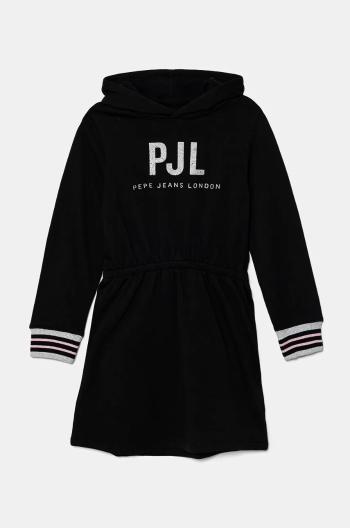 Dievčenské bavlnené šaty Pepe Jeans THAIS čierna farba, mini, áčkový strih, PG951675