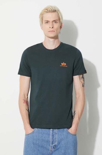 Bavlnené tričko Alpha Industries Basic Small Logo 188505.353, pánske, tyrkysová farba, jednofarebný