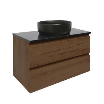 Kúpeľňová skrinka s technickým kameňom SAT B-Wa 99x30x45 cm matný orech BWAY100NUTTK