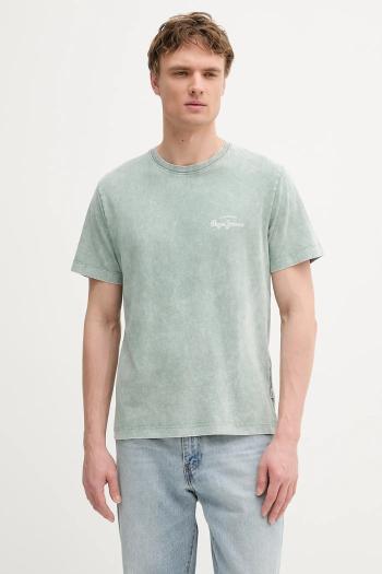 Bavlnené tričko Pepe Jeans pánske, zelená farba, vzorované, PM509960