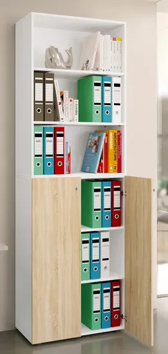 VCM Botník Lona 2XL s otočnými dvířky + police, bílá