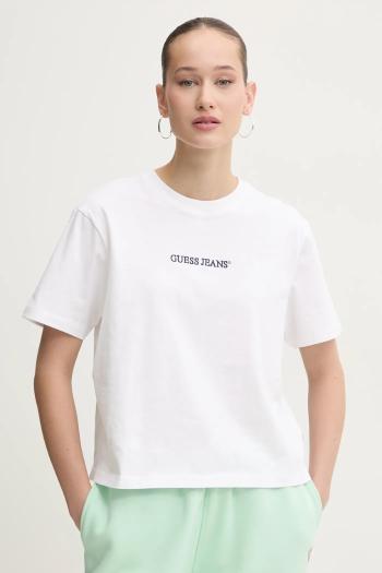 Bavlnené tričko Guess Jeans dámske, biela farba, W5RI42 K8HM0