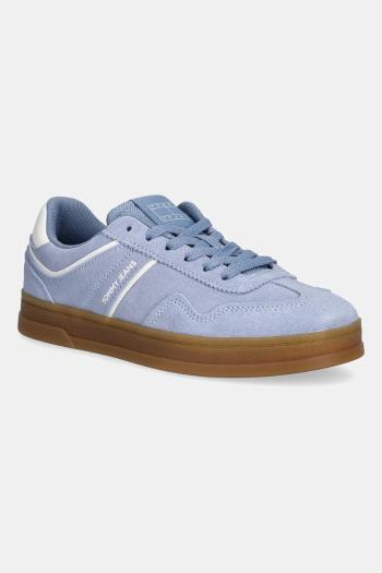 Semišové tenisky Tommy Jeans THE GREENWICH SUEDE modrá farba, EN0EN02696