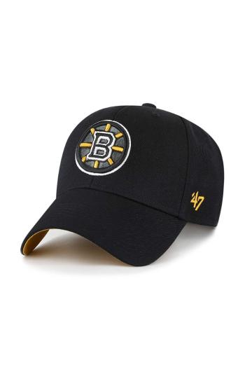 Šiltovka s prímesou vlny 47 brand NHL Boston Bruins čierna farba, s nášivkou, HVIN-SUMVP01WBP-BKA74