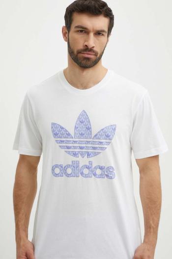 Bavlnené tričko adidas Originals pánske, biela farba, s potlačou, IS0205