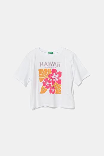 Detské bavlnené tričko United Colors of Benetton biela farba, 35RYC10OZ