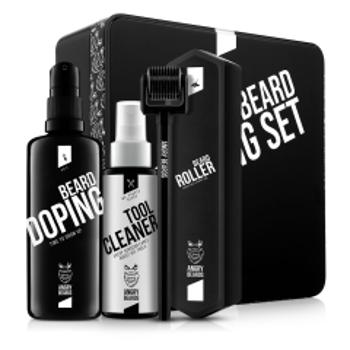 Angry Beards Dude's Cosmetics Bear Roller + Beard Doping BIG D 100 ml + Tool Cleaner 50 ml darčeková sada