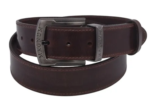 Pánsky kožený opasok 740-40-89 tmavohnedý šitý pracka Magnum