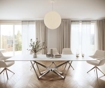 Jedálenský stôl Edge 300x100cm Laminam® keramická biela podnož plochá