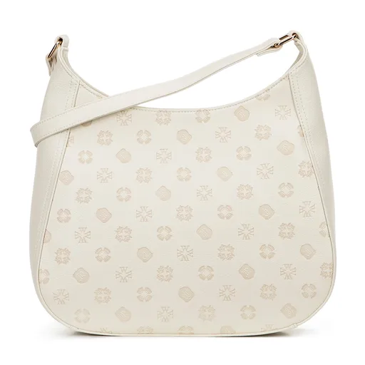 Dámska kabelka cez rameno z reliéfnej imitácie kože, krémová 101-4Y-P10-0