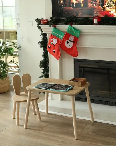 Detská súprava stolíka a stoličky Bunny One Chair Set - Brown