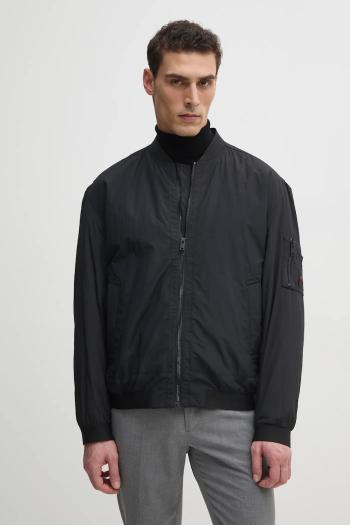 Bunda BOSS Orange čierna farba, prechodná, oversize, 50536798