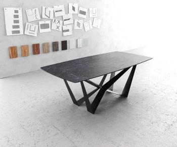 Jedálenský stôl Hrana zaoblená 200x100 cm Laminam® keramika sivá