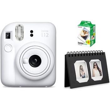 FujiFilm Instax Mini 12 Clay White + mini film 20 ks fotiek + Instax desk album 40 Black (FTINFTMI1212)
