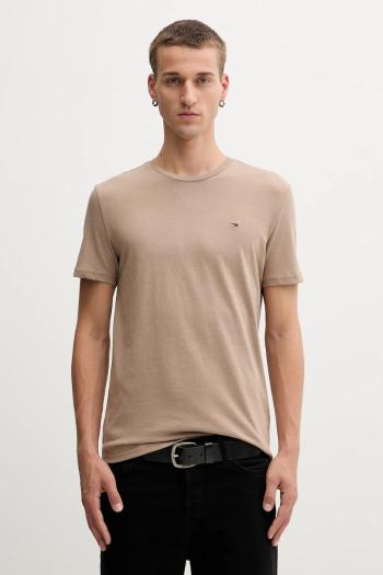 Tričko Tommy Jeans pánske, béžová farba, jednofarebné, DM0DM20363