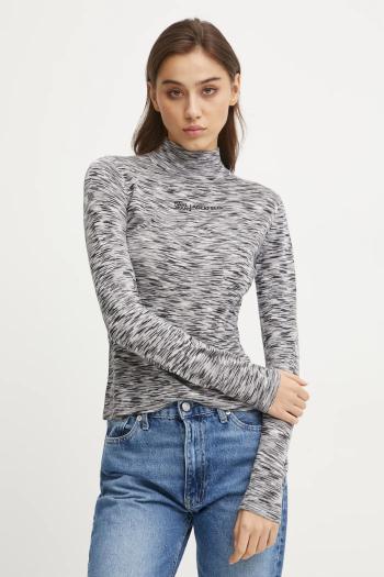 Sveter Karl Lagerfeld Jeans dámsky, šedá farba, tenký, s polorolákom, A1W18025