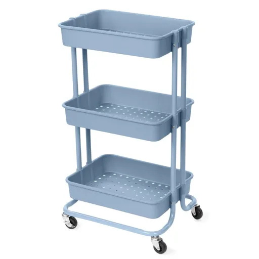 Compactor Kúpeľňový vozík s kolieskami Grena, 3 police, 43 x 34,8 x 75 cm, modrá